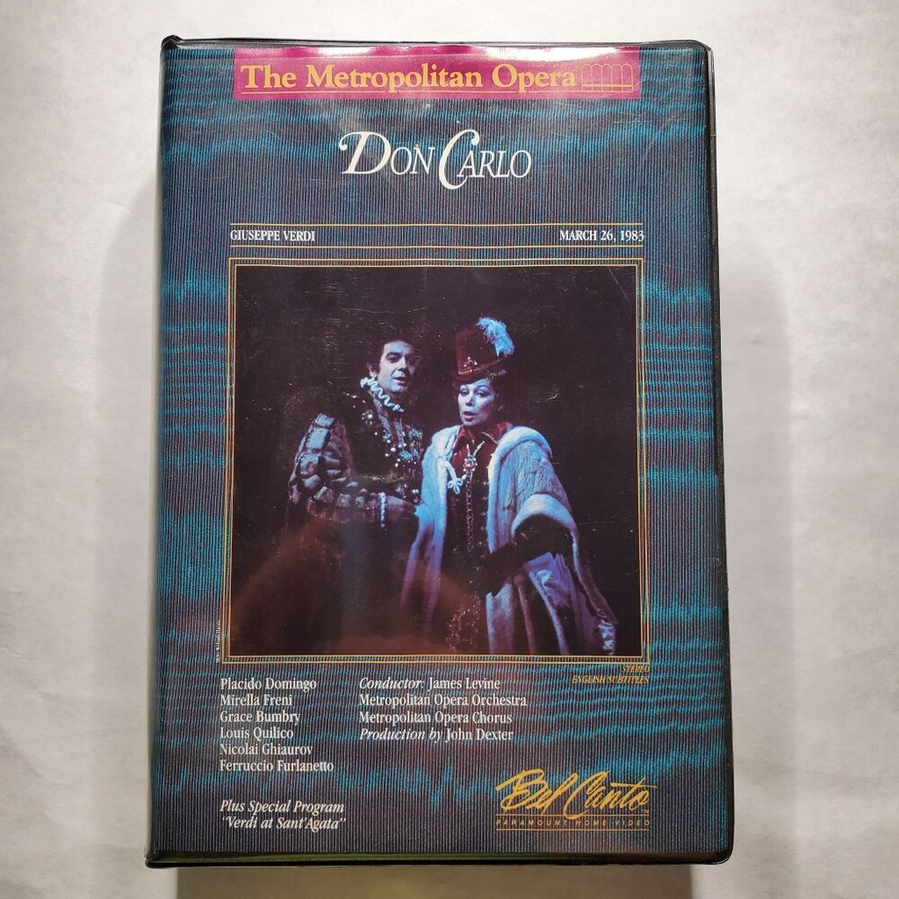 Don Carlo: The Metropolitan Opera VHS 1985 - 2-Tape Set